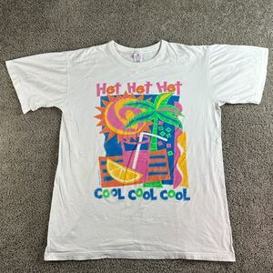 VINTGE Miro Beach Shirt Womens OS White Cover Up Hot Hot Hot Cool Cool Cool 90s